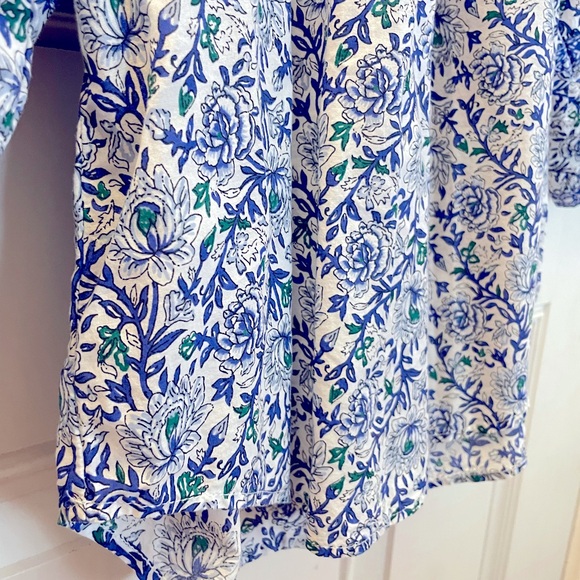 LOFT Ruffle Bib Tie Neck Blouse - Blue - SP - Picture 10 of 10